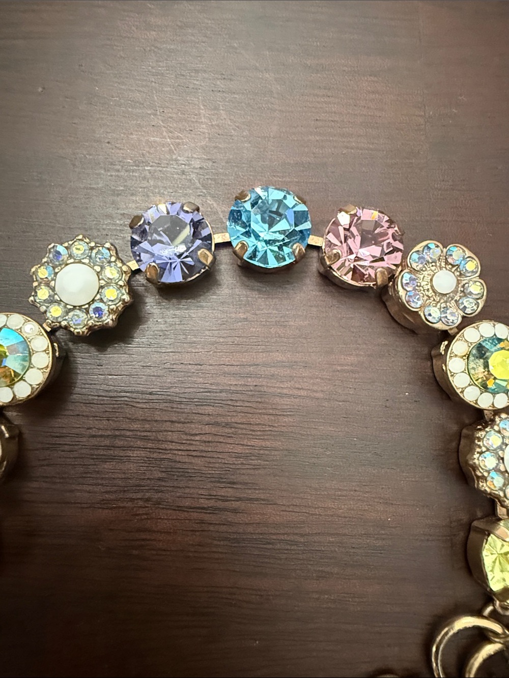 Mariana Multicolor Pastel Crystal Floral Bracelet - Rose Gold Tone 4084-104RG - Picture 3 of 8
